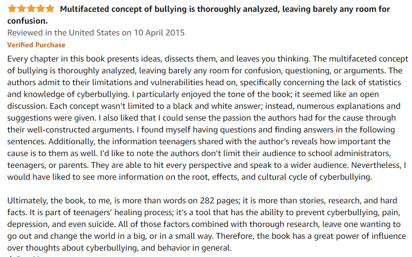 Bullying Beyond the Schoolyard: Preventing and Responding To Cyberbullying Review