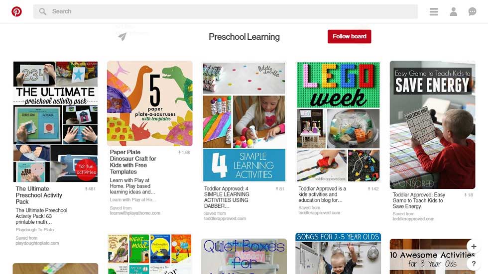 Social Accounts, Channels & Boards to Follow for Pre School Learning
