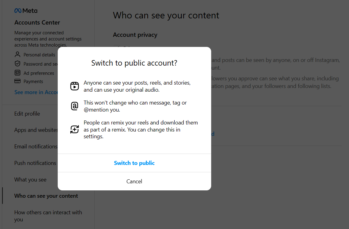 Privacy Setting for Public Account - Privacy Setting for Public Account