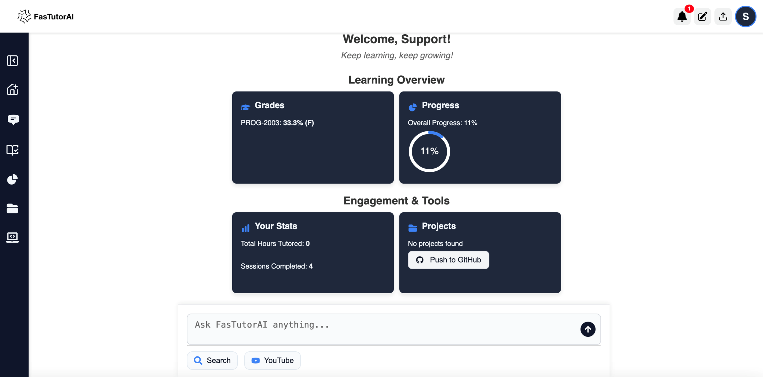 Fastutorai Learning Dashboard FasTutorAI Learning Dashboard