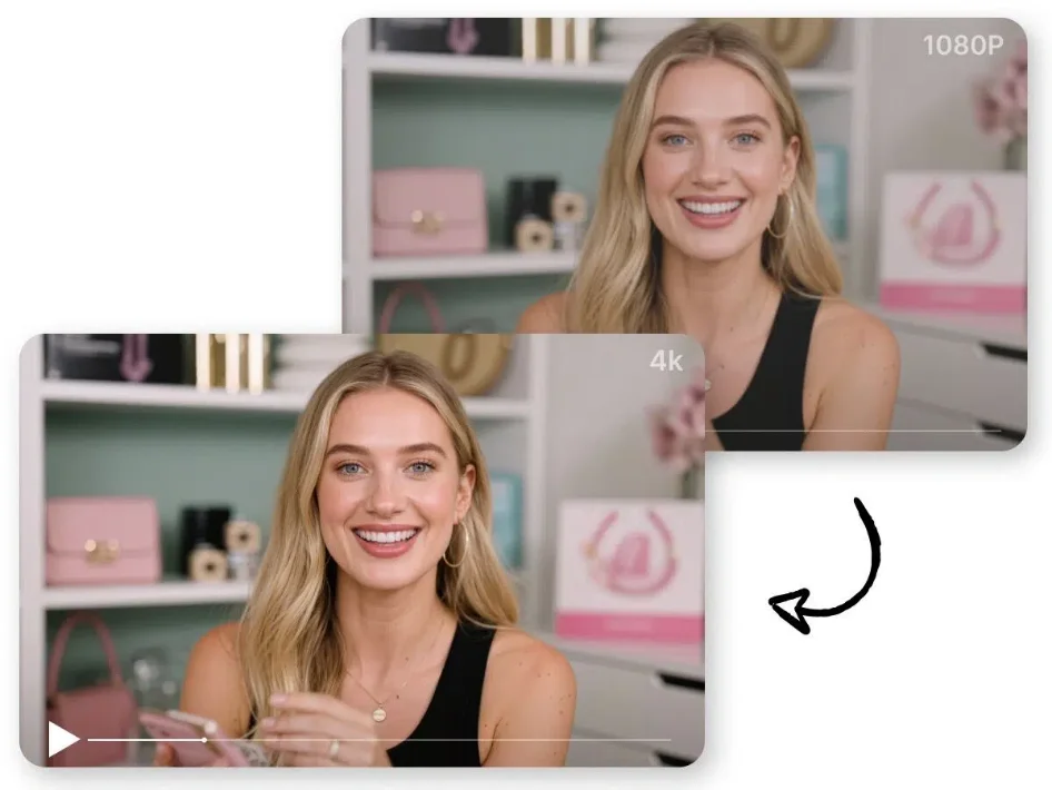 the Same Video Frame Shown at 1080p and Enhanced to 4k The same video frame shown at 1080p and enhanced to 4K