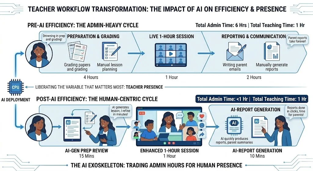 Infographic Teacher Workflow Transformation - Impact of AI on Efficiency and Presence